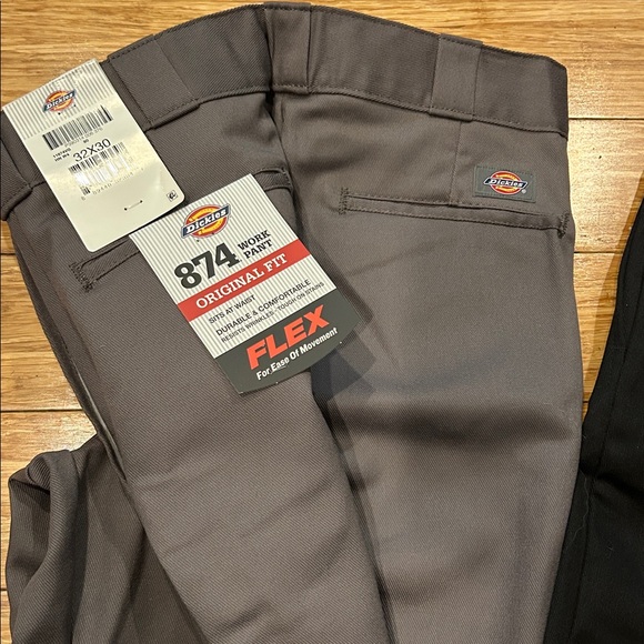 Dickies 874 Original Fit Flex Pants in Gray and Black Lot of 2 Pair NWT - Picture 3 of 5